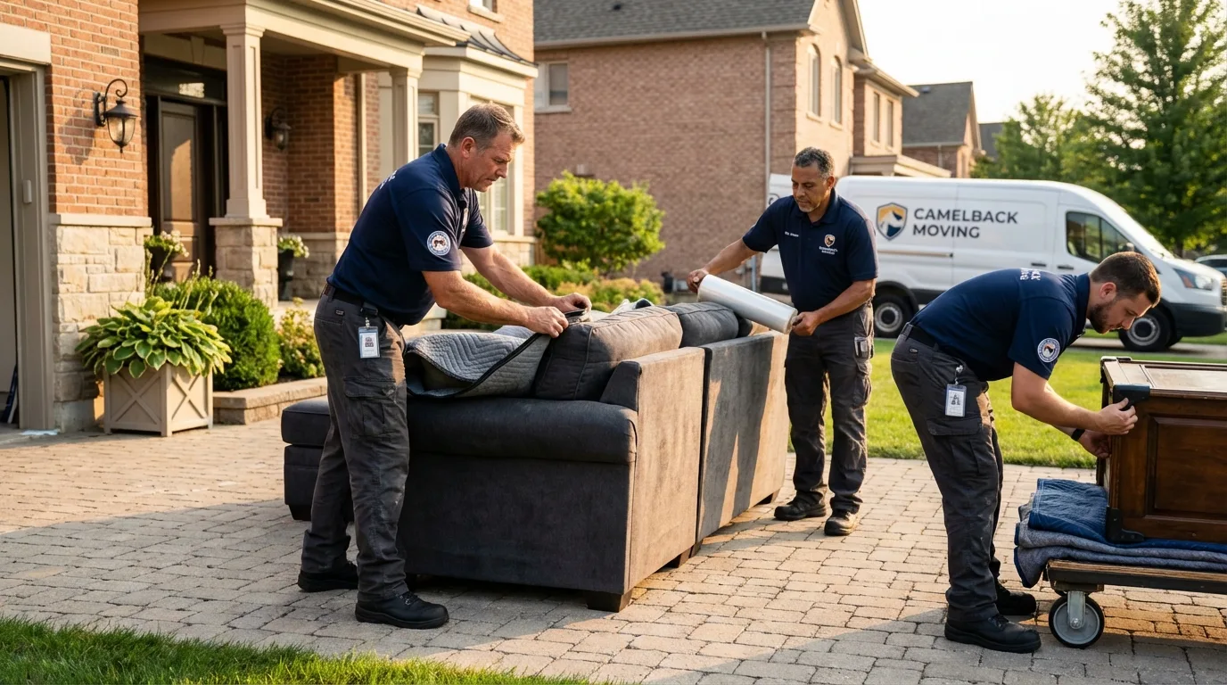 Large estate moving crew wrapping furniture in Bassett, VA